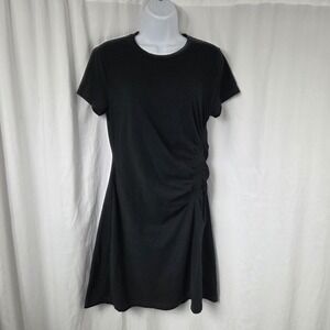 Universal Thread Dress Womens Small Black Ruched T-Shirt Short Sleeve Casual
